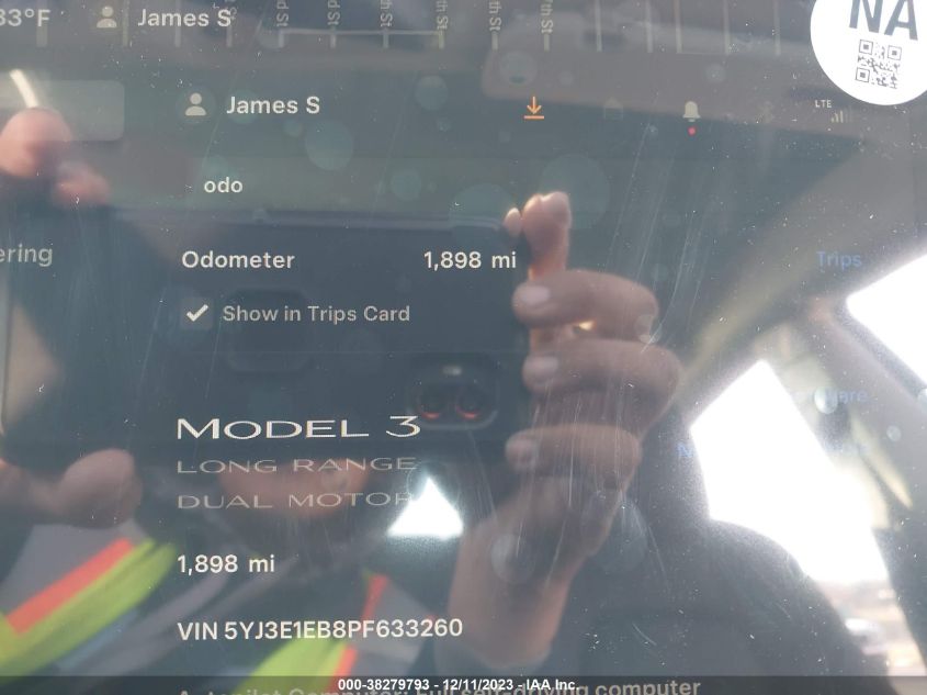 2023 TESLA MODEL 3 - 5YJ3E1EB8PF633260