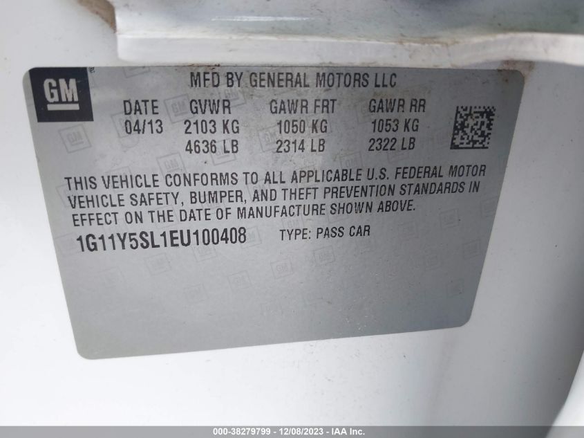 2014 CHEVROLET IMPALA 1LS - 1G11Y5SL1EU100408