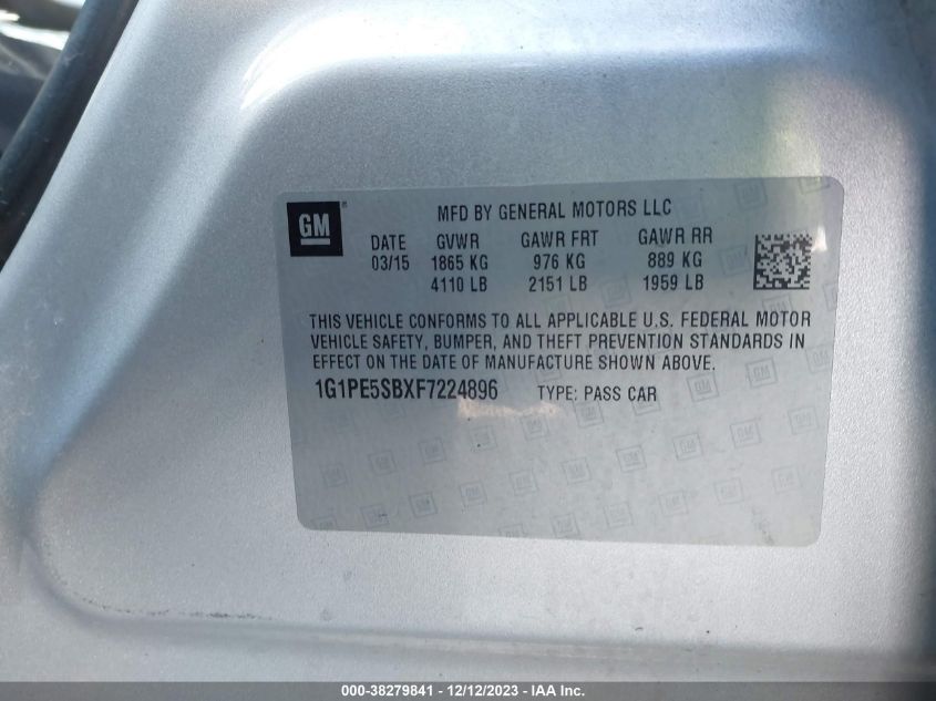 2015 CHEVROLET CRUZE LT - 1G1PE5SBXF7224896