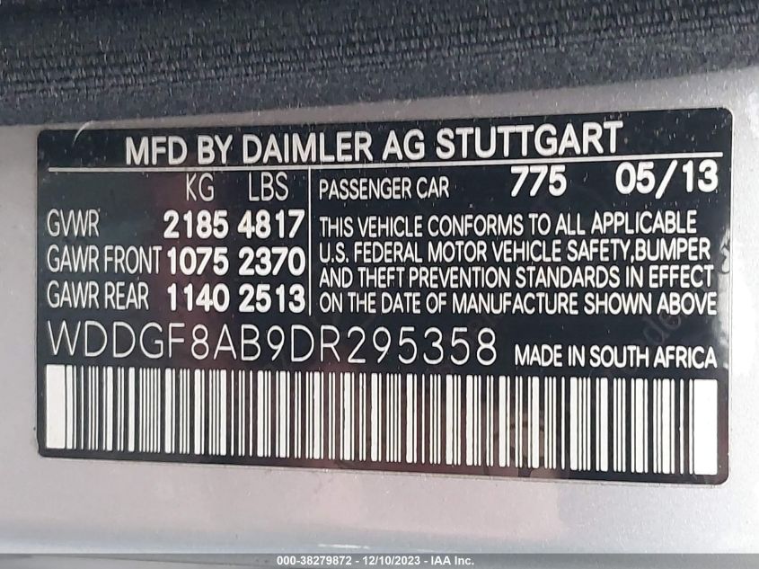 2013 MERCEDES-BENZ C-CLASS C 300 LUXURY/C 300 SPORT WDDGF8AB9DR295358