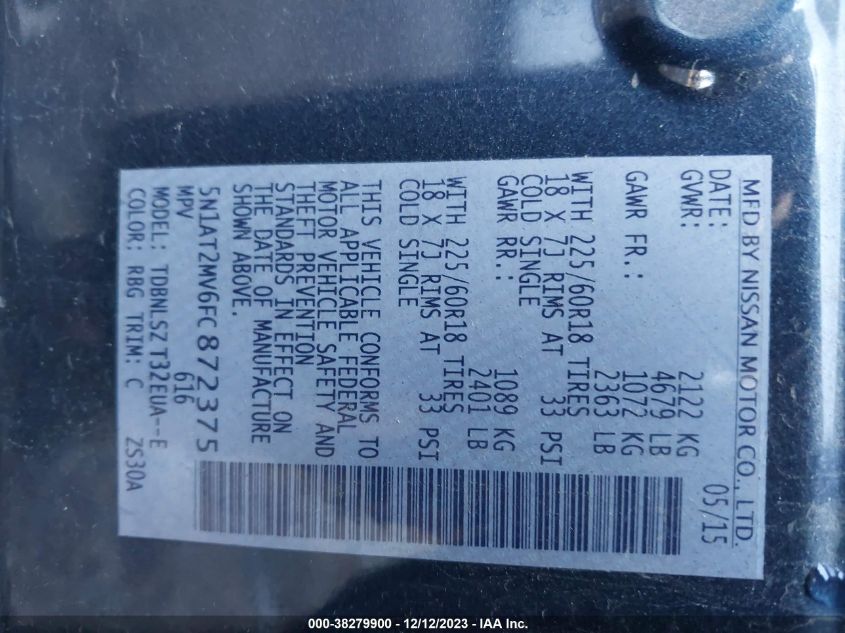 2015 NISSAN ROGUE S/SL/SV - 5N1AT2MV6FC872375