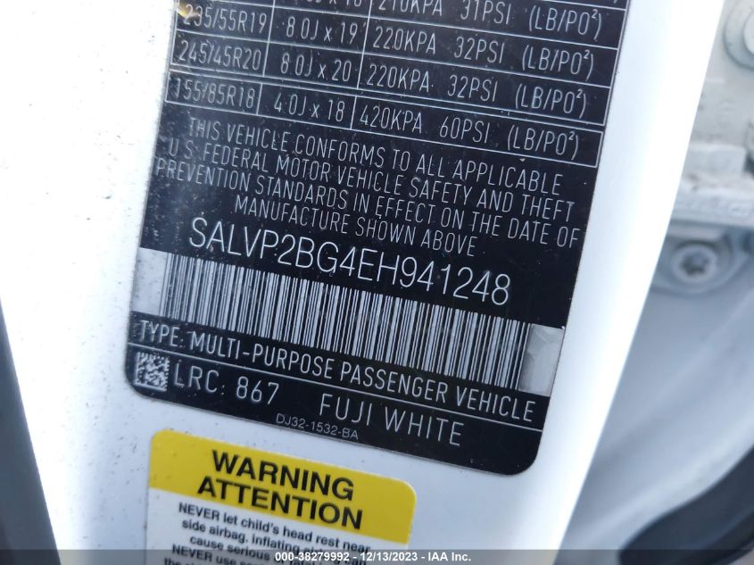 2014 LAND ROVER RANGE ROVER EVOQUE - SALVP2BG4EH941248