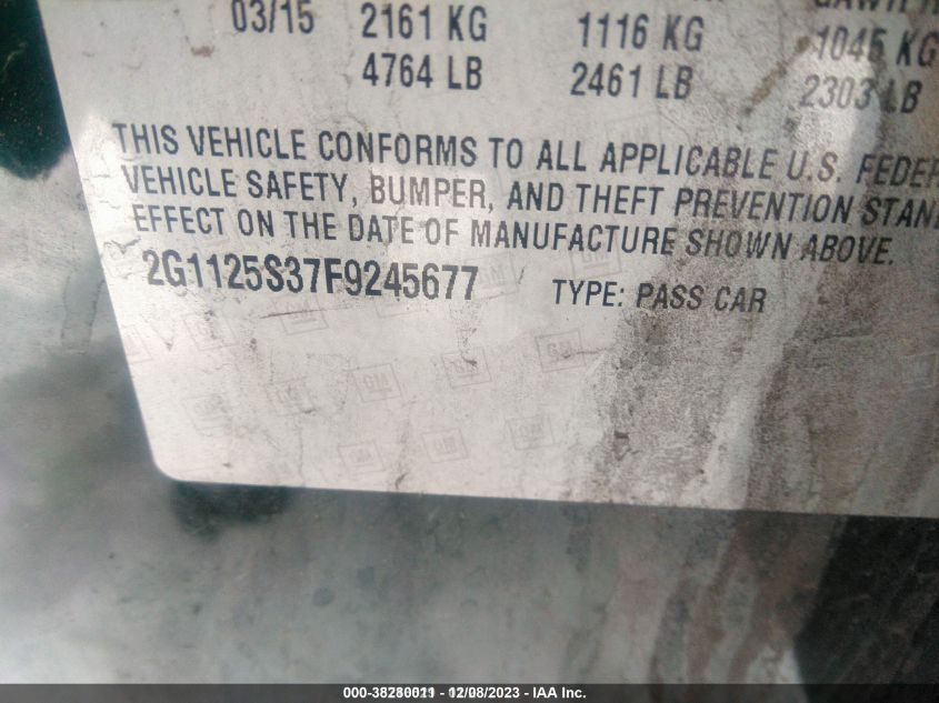2015 CHEVROLET IMPALA 2LT - 2G1125S37F9245677