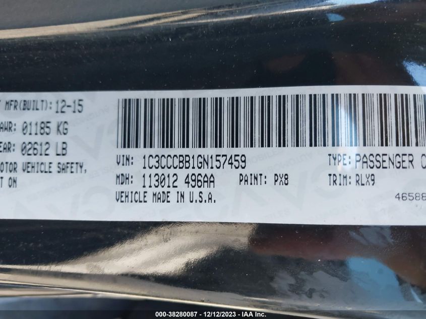 2016 CHRYSLER 200 S - 1C3CCCBB1GN157459