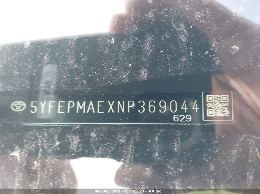 VIN 5YFEPMAEXNP369044 2022 TOYOTA COROLLA LE