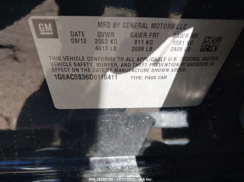 2013 CADILLAC ATS PERFORMANCE - 1G6AC5S36D0116411