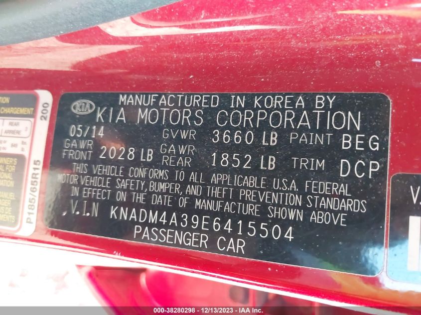 2014 KIA RIO LX - KNADM4A39E6415504