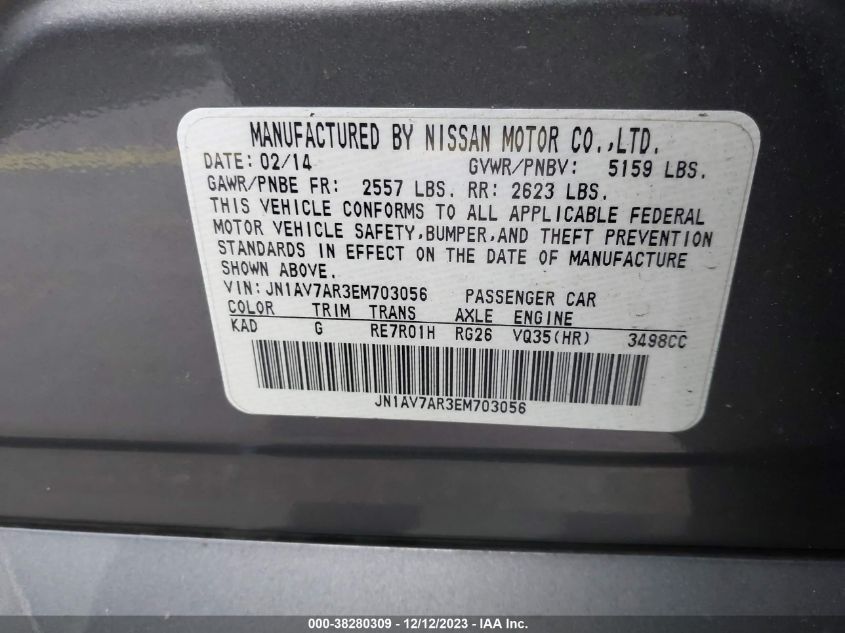 2014 INFINITI Q50 HYBRID PREMIUM/SPORT - JN1AV7AR3EM703056