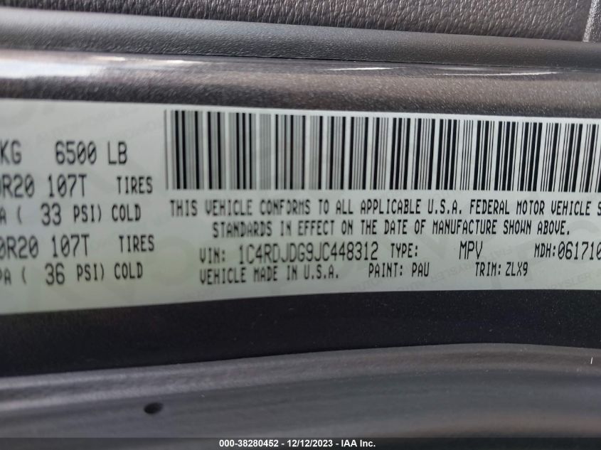 2018 DODGE DURANGO GT - 1C4RDJDG9JC448312