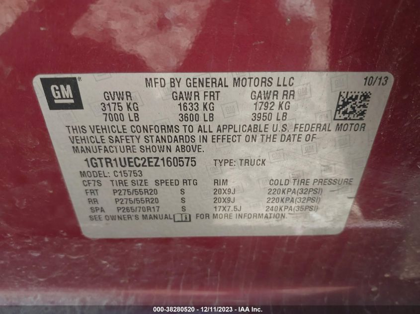 2014 GMC SIERRA 1500 SLE - 1GTR1UEC2EZ160575