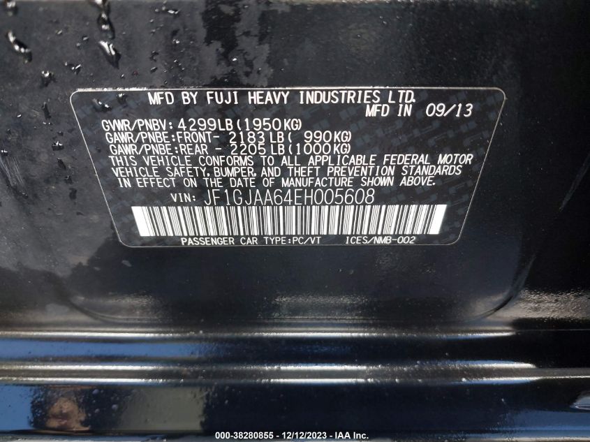 2014 SUBARU IMPREZA 2.0I - JF1GJAA64EH005608