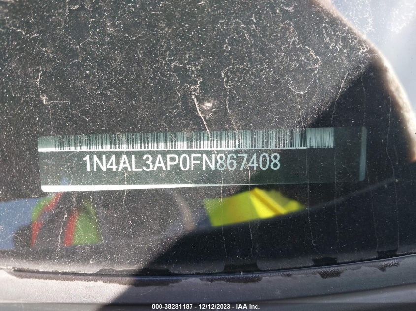 2015 NISSAN ALTIMA 2.5/S/SV/SL - 1N4AL3AP0FN867408