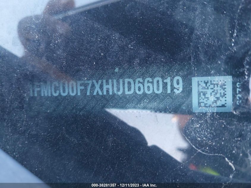 VIN 1FMCU0F7XHUD66019 2017 FORD ESCAPE S