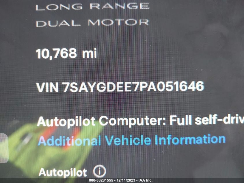 2023 TESLA MODEL Y - 7SAYGDEE7PA051646