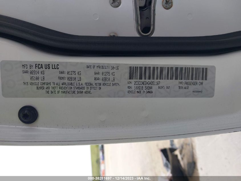 2016 CHRYSLER 300C - 2C3CCAEGXGH351167