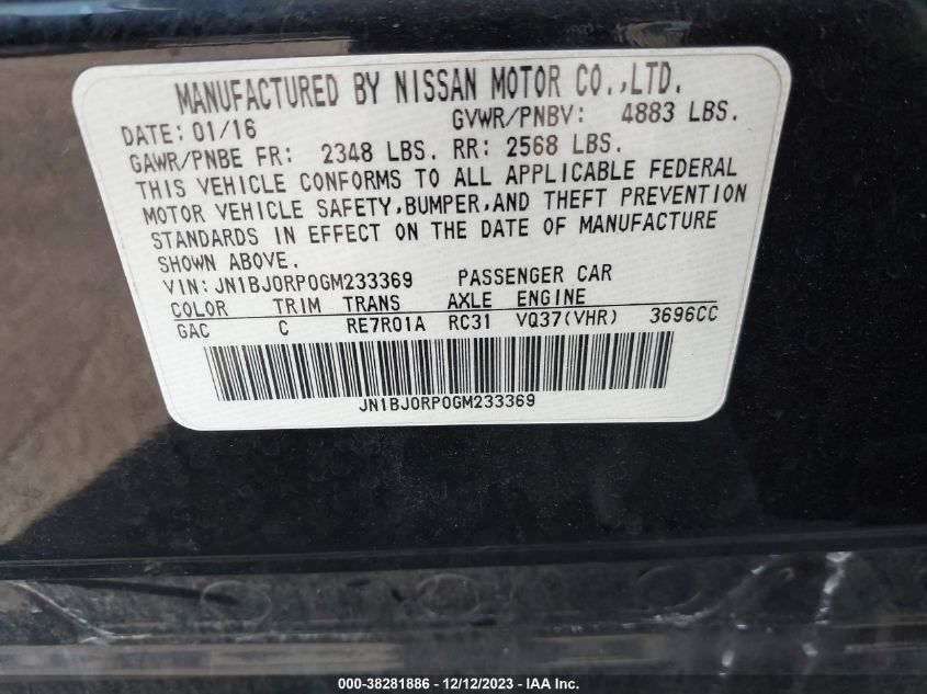 2016 INFINITI QX50 - JN1BJ0RP0GM233369