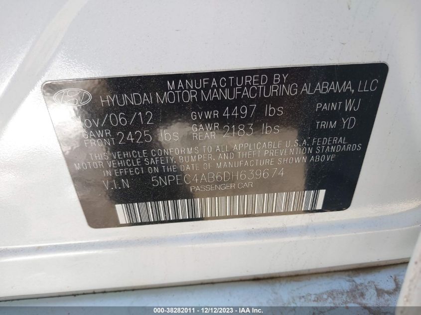2013 HYUNDAI SONATA SE/LIMITED - 5NPEC4AB6DH639674