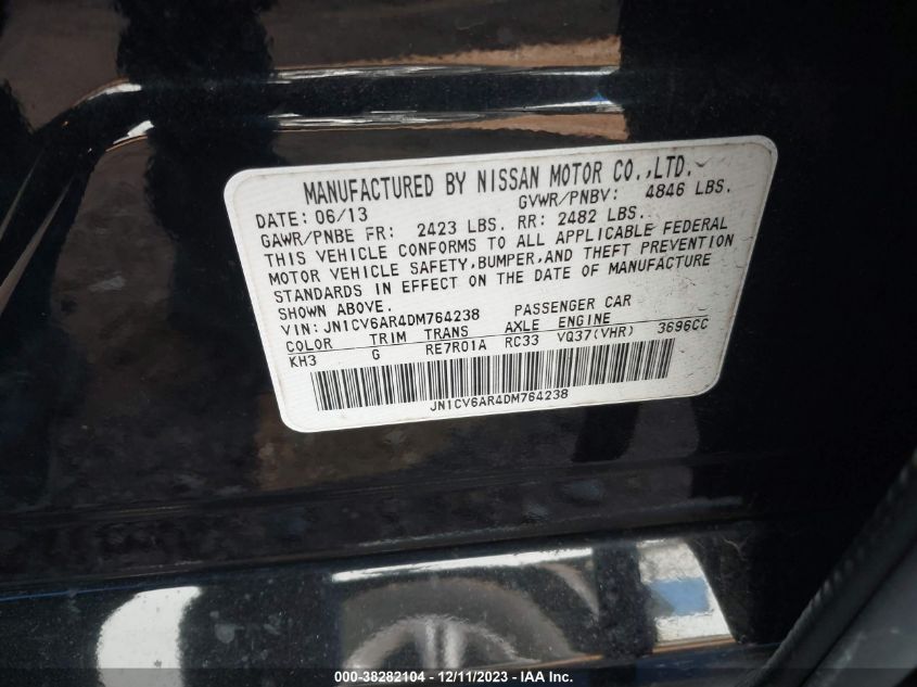 2013 INFINITI G37X - JN1CV6AR4DM764238