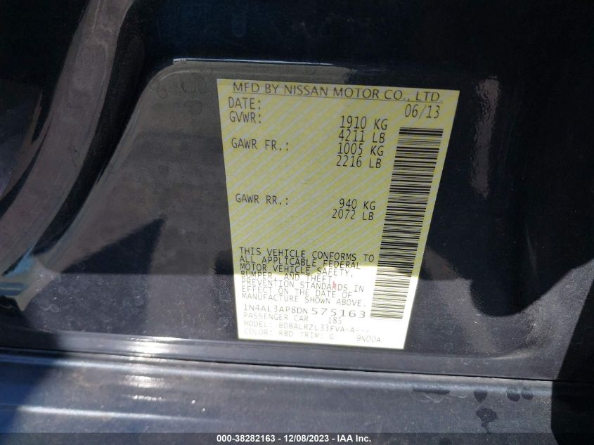 2013 NISSAN ALTIMA 2.5 S - 1N4AL3AP8DN575163