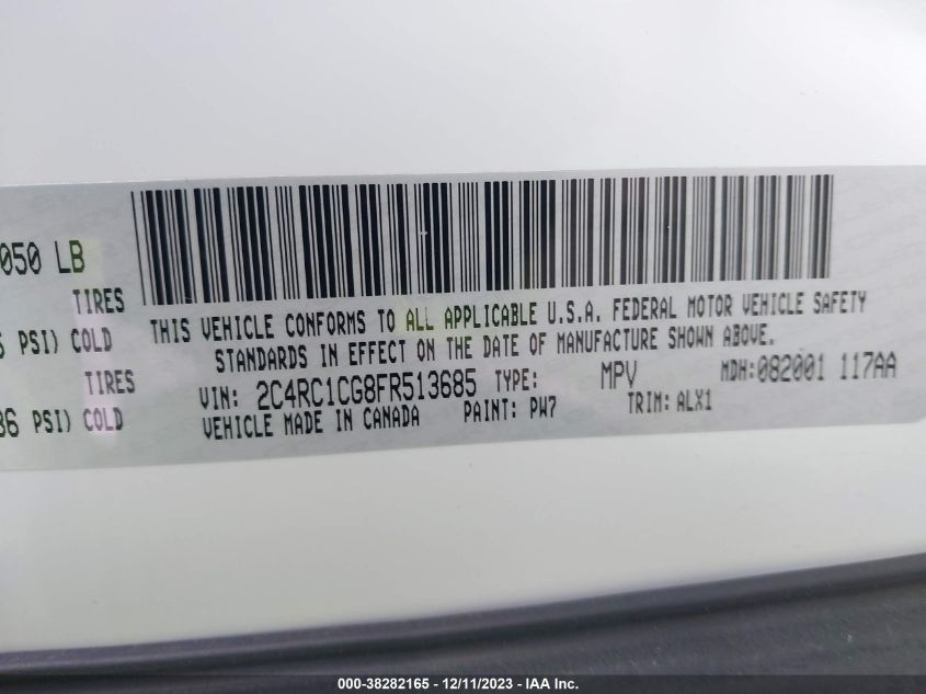 2015 CHRYSLER TOWN  COUNTRY TOURING-L - 2C4RC1CG8FR513685