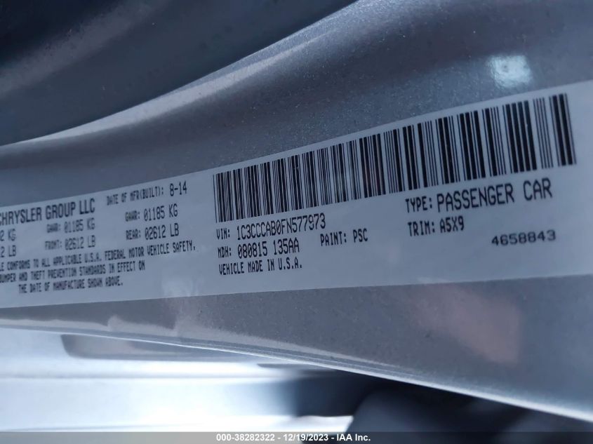 2015 CHRYSLER 200 LIMITED - 1C3CCCAB0FM577973