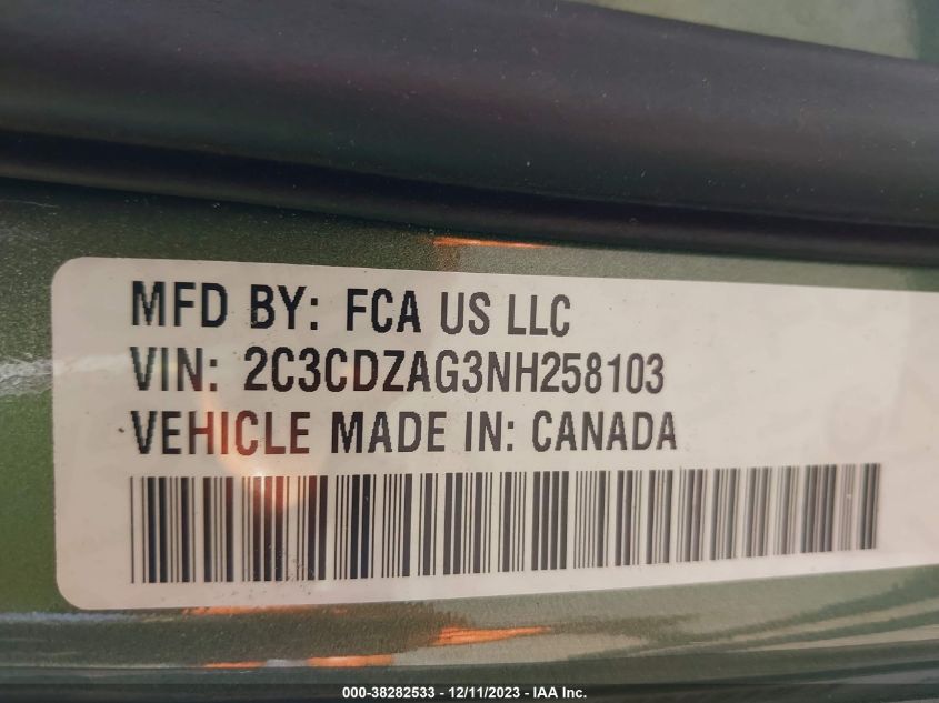 2022 DODGE CHALLENGER SXT - 2C3CDZAG3NH258103