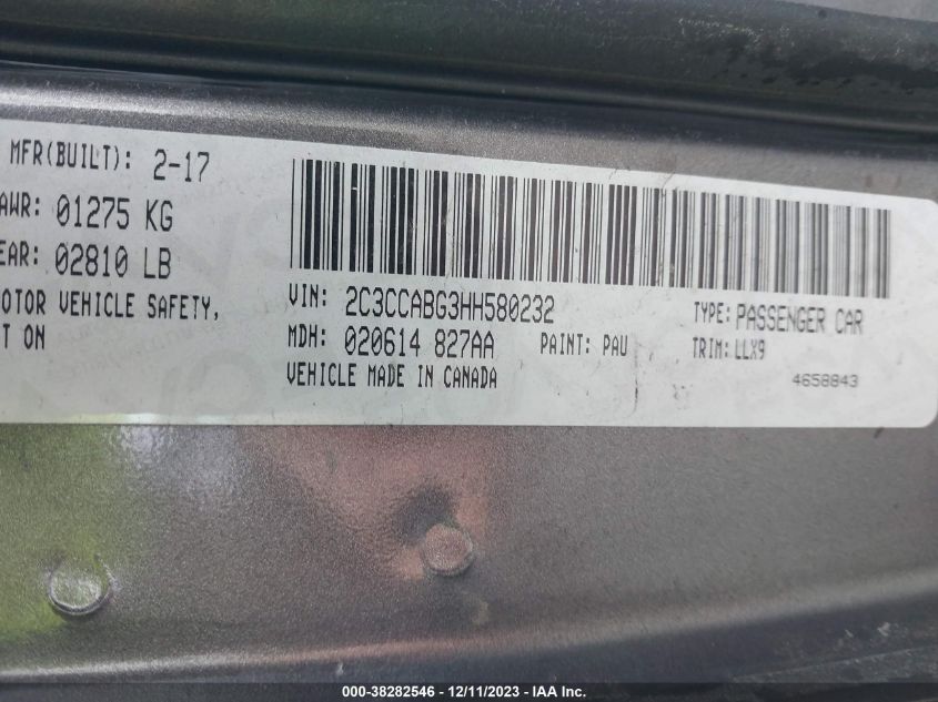 2017 CHRYSLER 300 300S - 2C3CCABG3HH580232