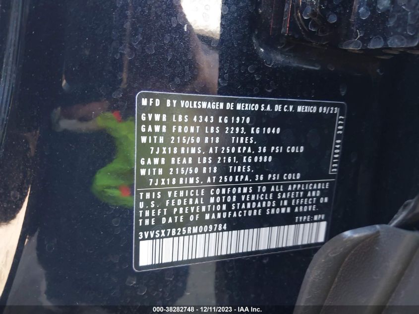 VIN 3VVSX7B25RM009784 2024 VOLKSWAGEN TAOS 1.5T SE