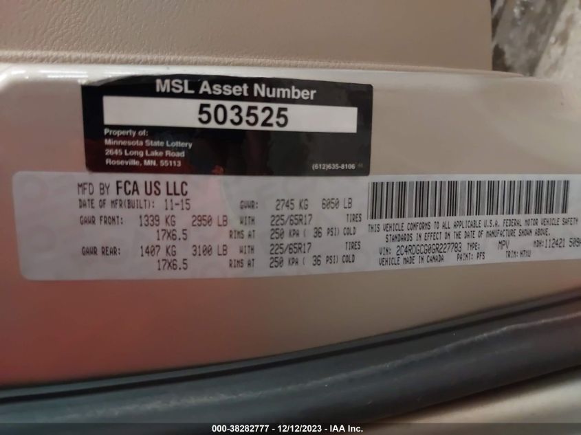 2016 DODGE GRAND CARAVAN SXT - 2C4RDGCG0GR227783