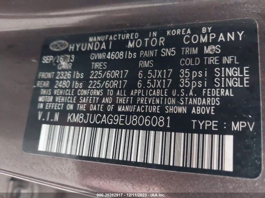 2014 HYUNDAI TUCSON SE - KM8JUCAG9EU806081
