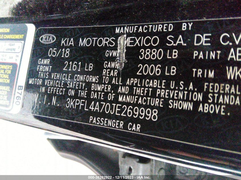 2018 KIA FORTE LX - 3KPFL4A70JE269998