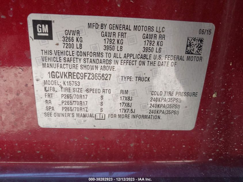 2015 CHEVROLET SILVERADO 1500 1LT - 1GCVKREC9FZ365627