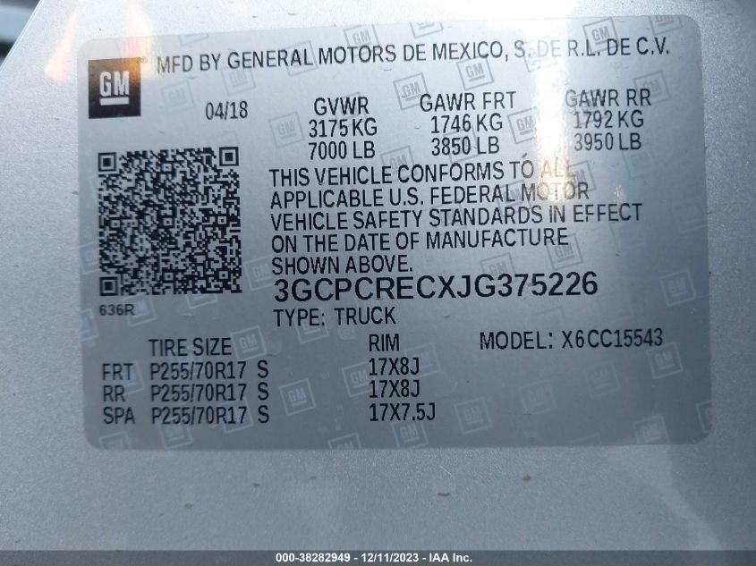 2018 CHEVROLET SILVERADO 1500 1LT - 3GCPCRECXJG375226