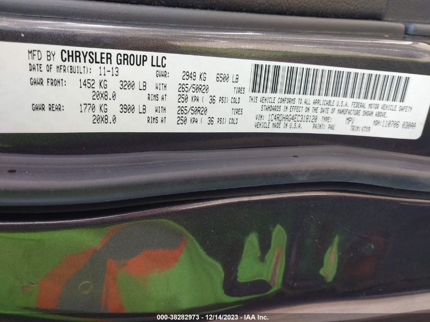 2014 DODGE DURANGO SXT - 1C4RDHAG4EC318120