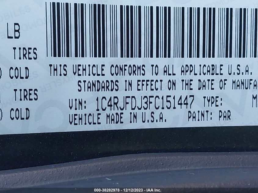 2015 JEEP GRAND CHEROKEE SRT-8 - 1C4RJFDJ3FC151447