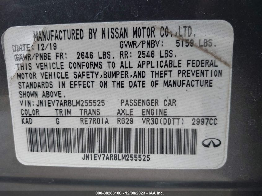 2020 INFINITI Q50 LUXE AWD - JN1EV7AR8LM255525