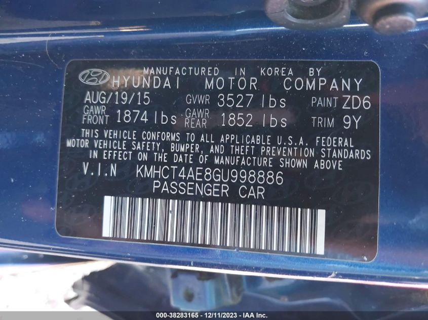 2016 HYUNDAI ACCENT SE - KMHCT4AE8GU998886