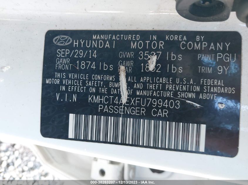 2015 HYUNDAI ACCENT GLS - KMHCT4AEXFU799403