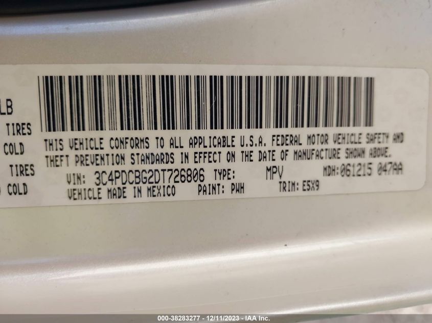2013 DODGE JOURNEY SXT - 3C4PDCBG2DT726806