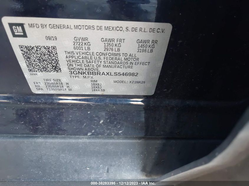 2020 CHEVROLET BLAZER 1LT - 3GNKBBRAXLS546982