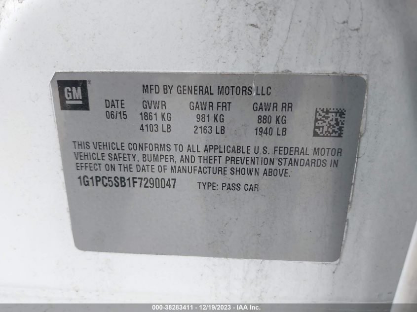 2015 CHEVROLET CRUZE LT - 1G1PC5SB1F7290047