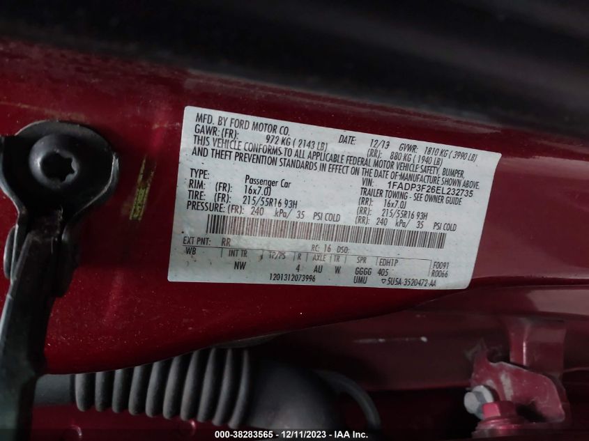 2014 FORD FOCUS SE - 1FADP3F26EL232735