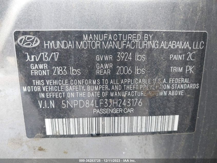2018 HYUNDAI ELANTRA VALUE EDITION - 5NPD84LF3JH243176