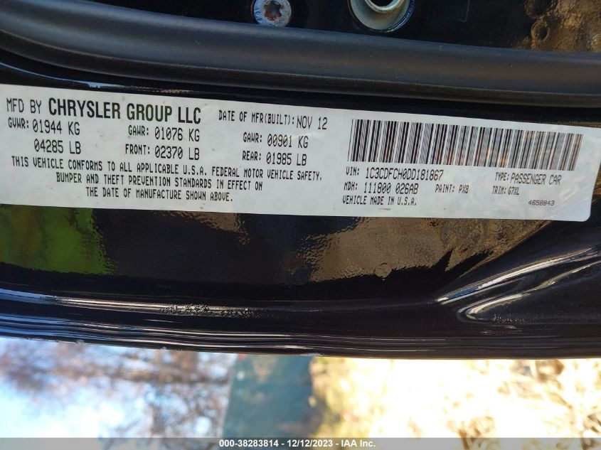 2013 DODGE DART LIMITED/R/T - 1C3CDFCH0DD181867