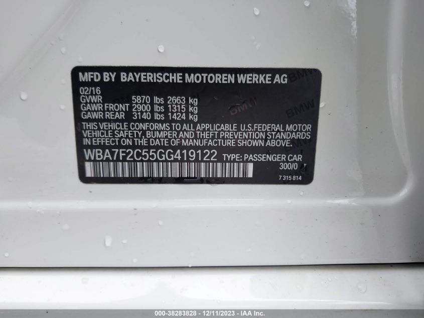 2016 BMW 750 XI - WBA7F2C55GG419122
