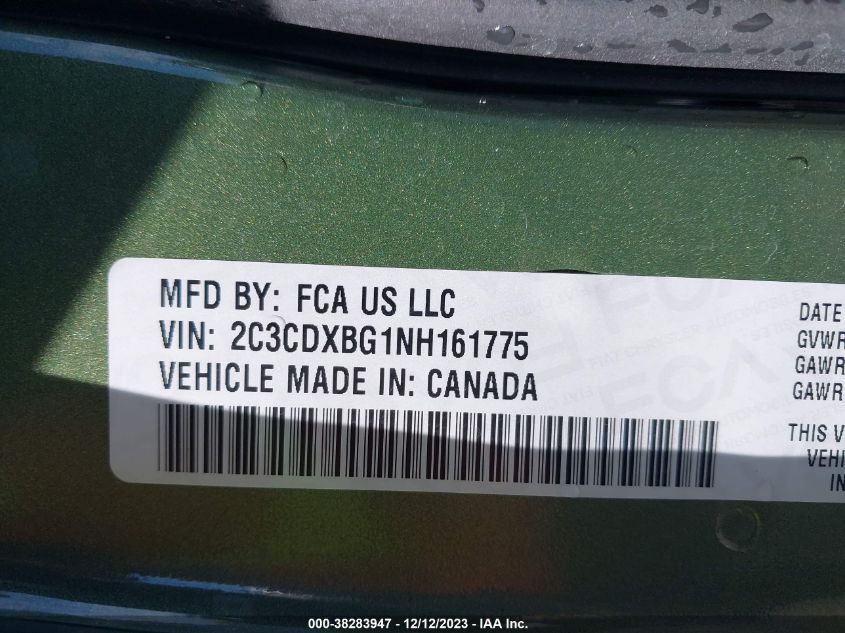 2022 DODGE CHARGER SXT RWD - 2C3CDXBG1NH161775