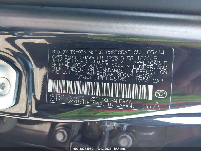 2014 TOYOTA SCION XD JTKKUPB47E1045145