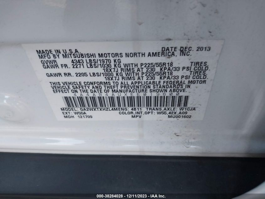 2014 MITSUBISHI OUTLANDER SPORT SE - 4A4AR4AUXEE019600