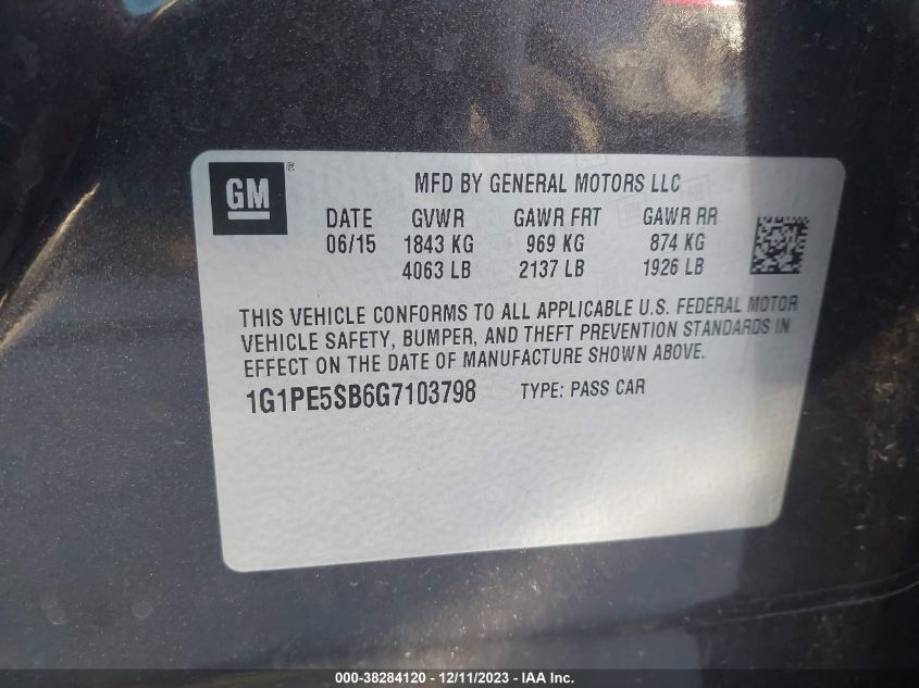 2016 CHEVROLET CRUZE LIMITED 1LT AUTO - 1G1PE5SB6G7103798