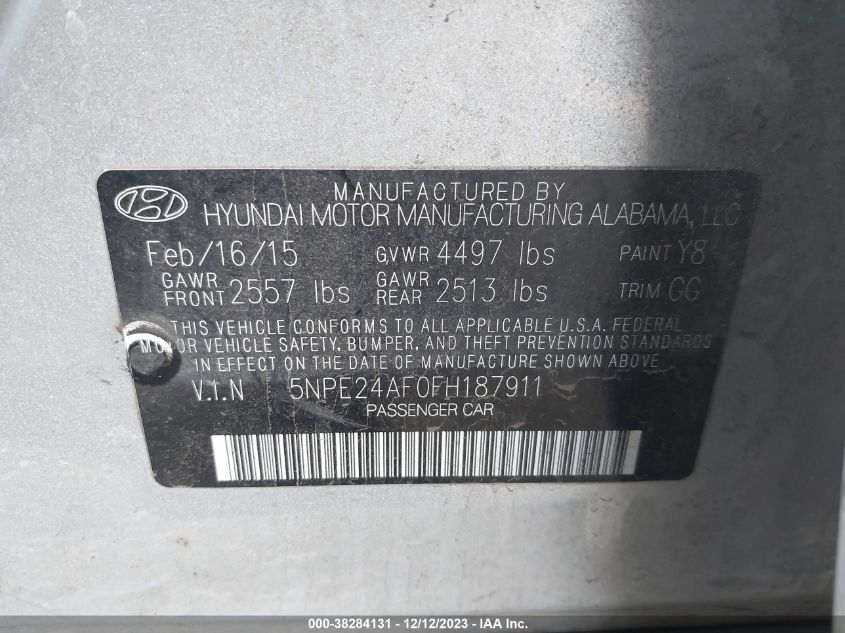 2015 HYUNDAI SONATA SE - 5NPE24AF0FH187911